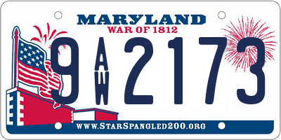 MD license plate 9AW2173