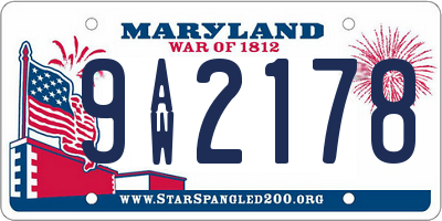 MD license plate 9AW2178