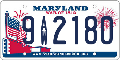 MD license plate 9AW2180