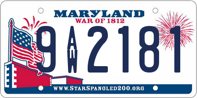 MD license plate 9AW2181