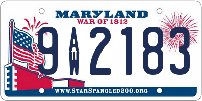 MD license plate 9AW2183
