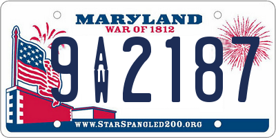 MD license plate 9AW2187