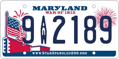 MD license plate 9AW2189