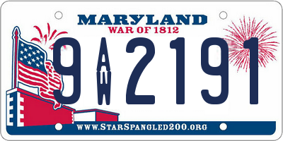 MD license plate 9AW2191