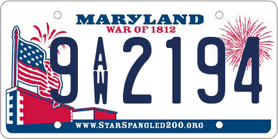 MD license plate 9AW2194
