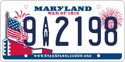 MD license plate 9AW2198