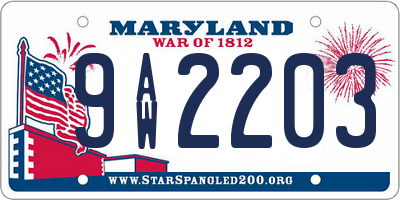MD license plate 9AW2203