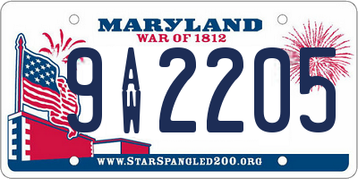 MD license plate 9AW2205