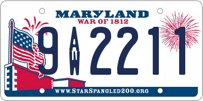 MD license plate 9AW2211