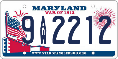 MD license plate 9AW2212
