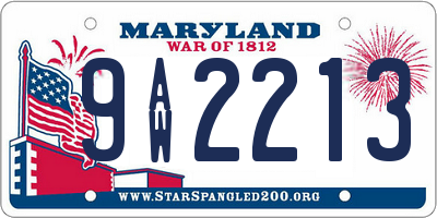 MD license plate 9AW2213