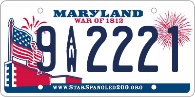 MD license plate 9AW2221