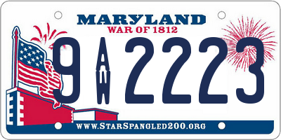 MD license plate 9AW2223