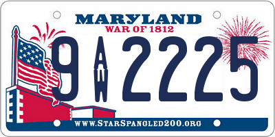 MD license plate 9AW2225