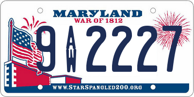 MD license plate 9AW2227