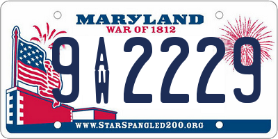 MD license plate 9AW2229