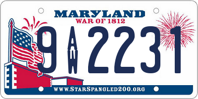 MD license plate 9AW2231