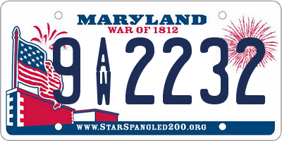 MD license plate 9AW2232
