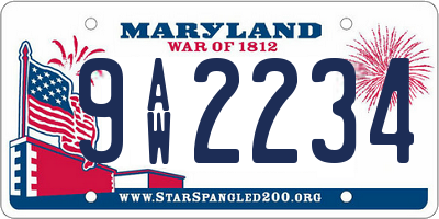 MD license plate 9AW2234
