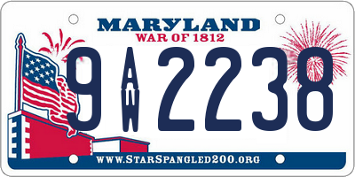 MD license plate 9AW2238