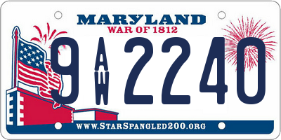 MD license plate 9AW2240