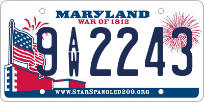 MD license plate 9AW2243