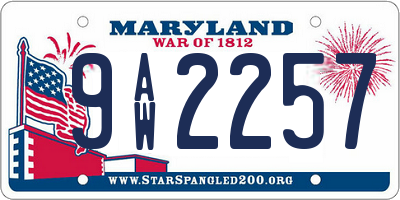 MD license plate 9AW2257