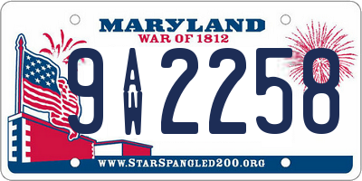 MD license plate 9AW2258