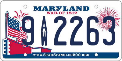 MD license plate 9AW2263