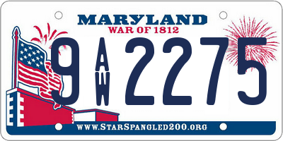 MD license plate 9AW2275