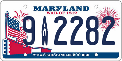 MD license plate 9AW2282