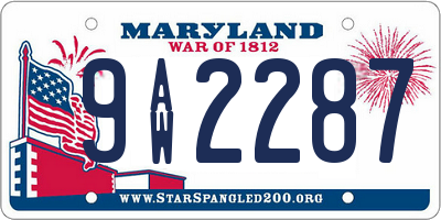 MD license plate 9AW2287