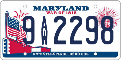 MD license plate 9AW2298