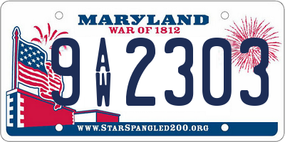 MD license plate 9AW2303
