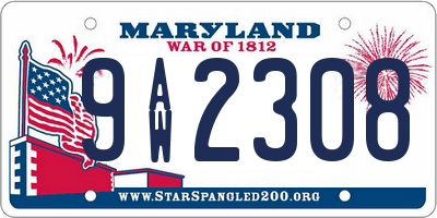 MD license plate 9AW2308