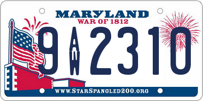MD license plate 9AW2310