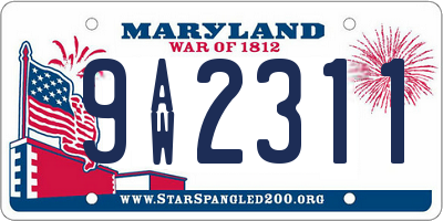 MD license plate 9AW2311