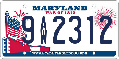 MD license plate 9AW2312