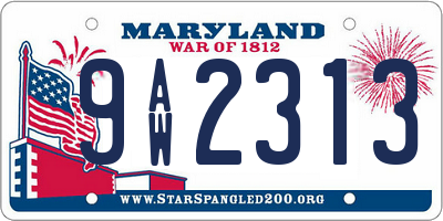 MD license plate 9AW2313