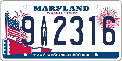 MD license plate 9AW2316