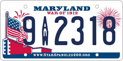 MD license plate 9AW2318