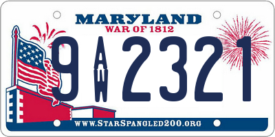 MD license plate 9AW2321