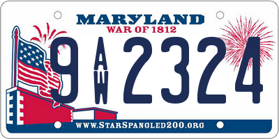 MD license plate 9AW2324