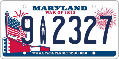 MD license plate 9AW2327