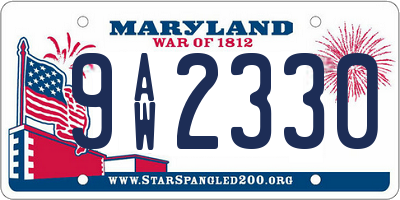 MD license plate 9AW2330