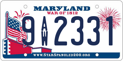 MD license plate 9AW2331