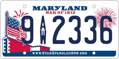 MD license plate 9AW2336