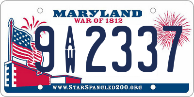 MD license plate 9AW2337