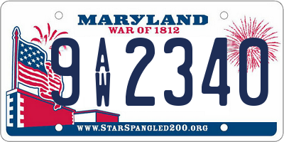MD license plate 9AW2340