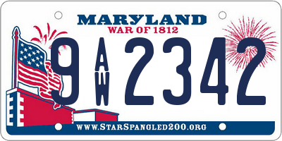 MD license plate 9AW2342
